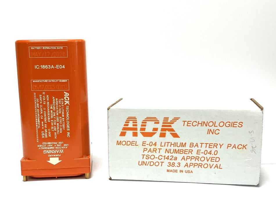 ACK E-04.0 replacement ELT battery pack, P/N E-04.0