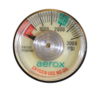 Aerox 4110-485 0–3000 psi oxygen pressure gauge, P/N 4110-485
