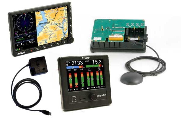AvMap EKP V + A2 ADAHRS + EngiBOX, système avionique intégré de cockpit, réf. P1MK3505AM