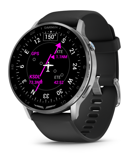 Reloj inteligente para aviación Garmin D2 Air X15 con bisel plateado y correa negra, P/N 010-03014-50